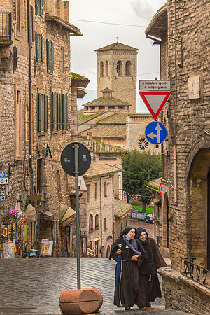 Sisters Walking in Assisi, Italy